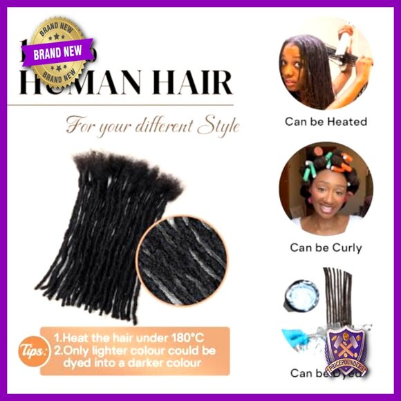 12 Inch Human Hair Dreadlock Extensions, 30 Strands, Permanent Interlocking Locs main image 6